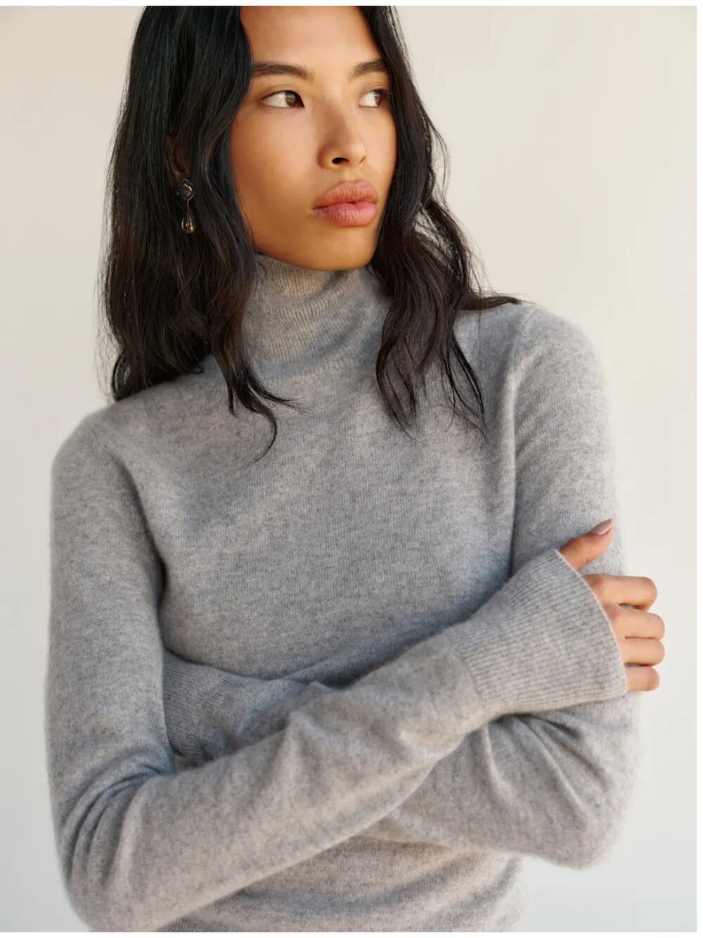 Reformation Jette Cashmere Sweater Gray Womans S Turtleneck